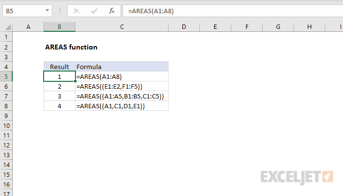 Excel AREAS function | Exceljet